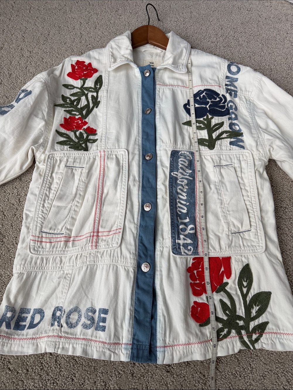Free People We The Free Field of Roses Jacket Graphic Embroidered Coat Size XS - Picture 6 of 14